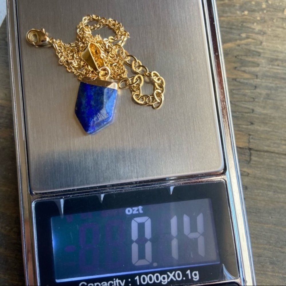 La[is lazuli Dainty gold pointy charm/worry stone/delicate necklace/protection - Picture 2 of 10